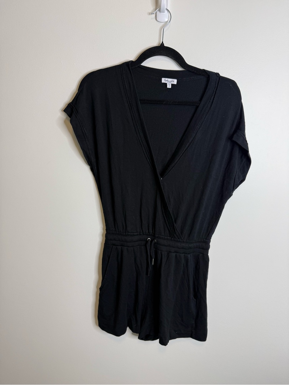 Splendid Black Short Sleeve Romper with Drawstring Waist size medium